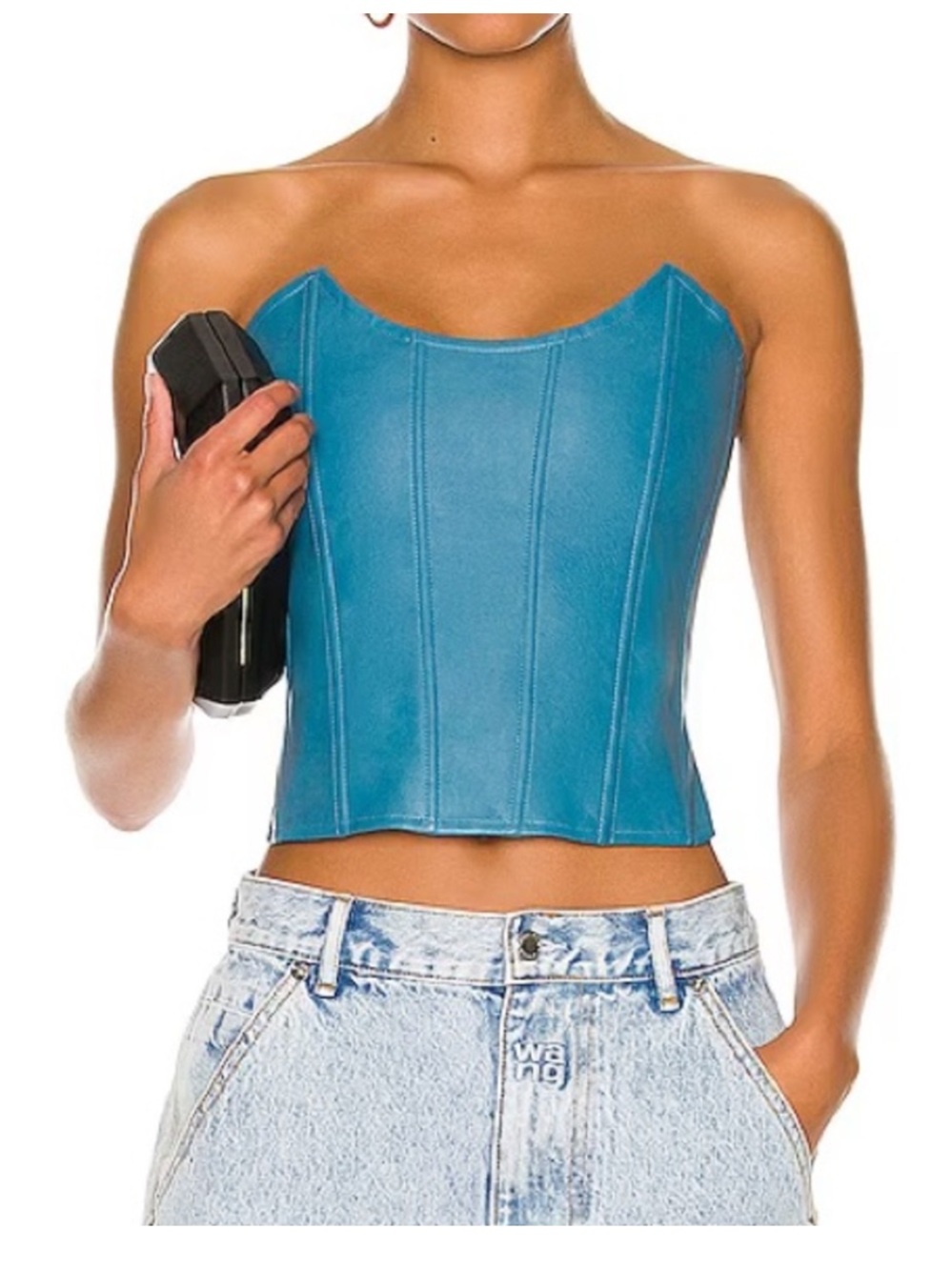 Miaou Faux Leather Leia Corset - Teal
